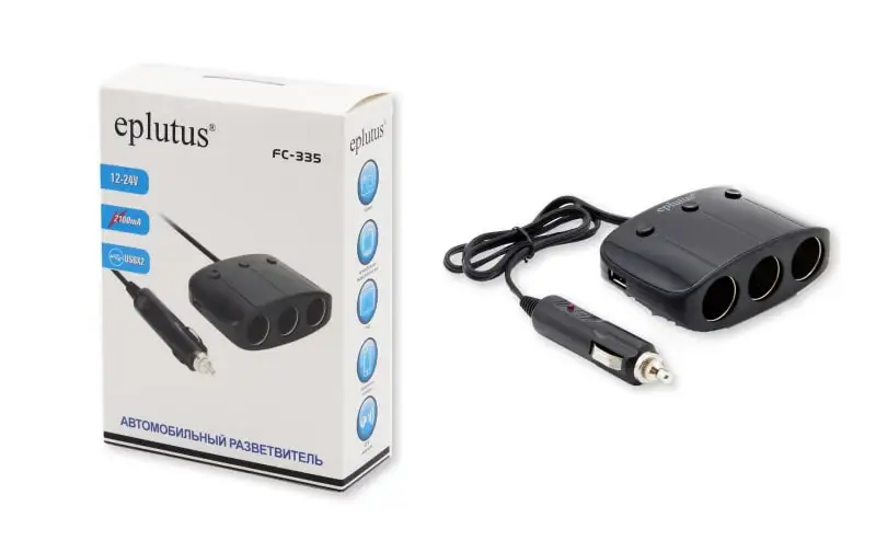 Автомобильный разветвитель прикуривателя 12 V-24 V Eplutus FC 335 Зарядное USB устройство адаптер обнаружения для телефона MP3 DVR аксессуары