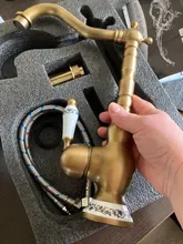 Bathroom Faucet Antique-Brass White Tap Porcelain-Handle Cold-Mixer Rotatable Single-Hole