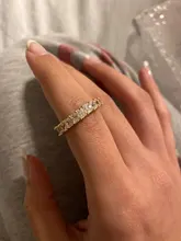 Huitan-anillo de compromiso con Circonia cúbica para mujer, sortija de compromiso, de boda, de lujo, cuadrado, Micro pavé, promesa de amor, gran oferta