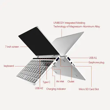 

GPD 7"Pocket 2 3965Y 8G+128G for Windows 10 Touchscreen Bluetooth IPS Screen Laptop Computer 6800mAh up to 3.4GHz Tablet PC