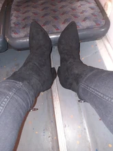 Stretch Boots High-Heels Pointed-Toe Womens Autumn Fashion Flock JIANBUDAN Ankle New