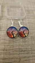 Pendientes de árbol de la vida para mujer, aretes de Color plata, pendientes de Francia para mujer, aretes con gancho para la oreja, joyería cabujón de cristal