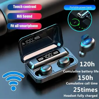 

F9 Bluetooth Earphones 9D HIFI Stereo Wireless Headset LED Power Display With Charge Case