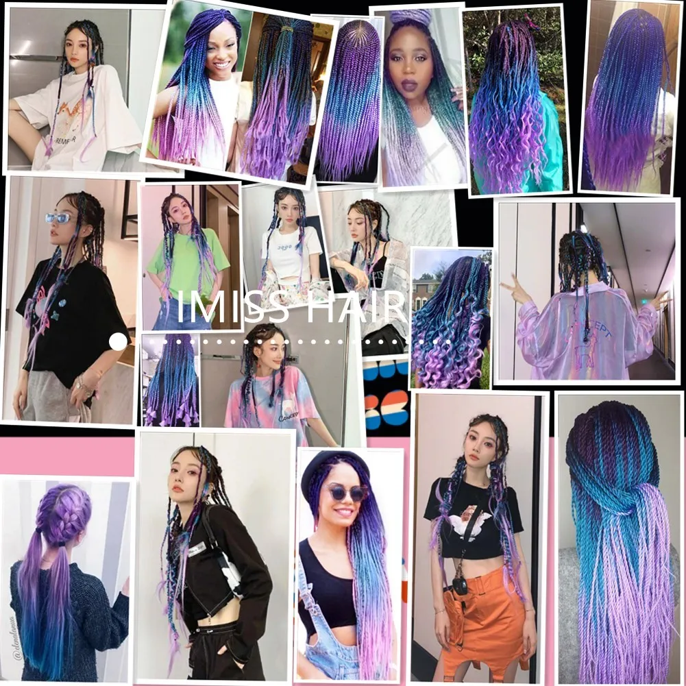 Jumbo Braiding Hair Extensions Kanekalon Braiding Hair 24 Inch Ombre Multiple Tone Colored Synthetic Hair for Women