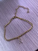 Pequeño A-Z inicial carta pulseras para mujeres Acero inoxidable letras doradas Eslabón cubano tobillera pulsera de la joyería de Boho, regalo de Navidad