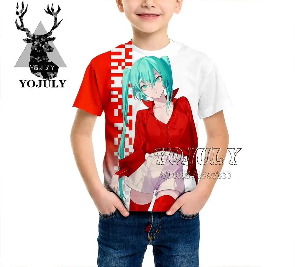 YOJULY Hatsune Miku Harajuku/детская одежда с 3d принтом для маленьких мальчиков и девочек-подростков детская футболка модные футболки для певицы Modis A479