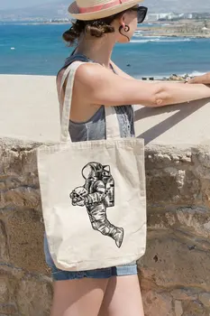 

Angemiel Bag Skull And Crossbones Bearing Astronot Shopping Beach Tote Bag