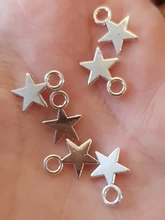 30 Uds. De dijes de estrella, 11x8mm, colgantes de Color plata tibetana, joyas antiguas, fabricación artesanal