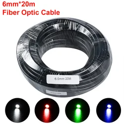 Cable de fibra óptica de plástico brillante para iluminación decorativa, accesorio de protección PMMA con borde negro, diámetro interior de 20M, 6mm
