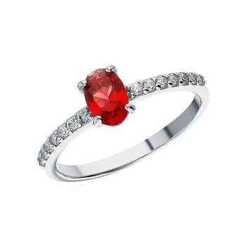 

Silver ring with cubic zirconia and Garnet synthetic sunlight sample 925