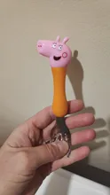 Peppa Pig-cubiertos de acero inoxidable para niños, modelos de figuras de la familia George Pig, vajilla, regalo de cumpleaños