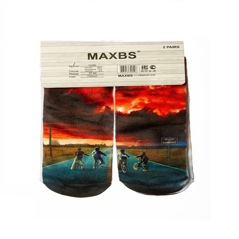 Носки женские MAXBS 3D &quotКартины&quot р-р 37-42. В упаковке 2 пары. Оранжевые | Женская