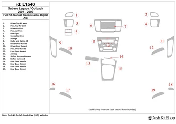 

Interior trim for Subaru Legacy 2007-2009. Set L1540.