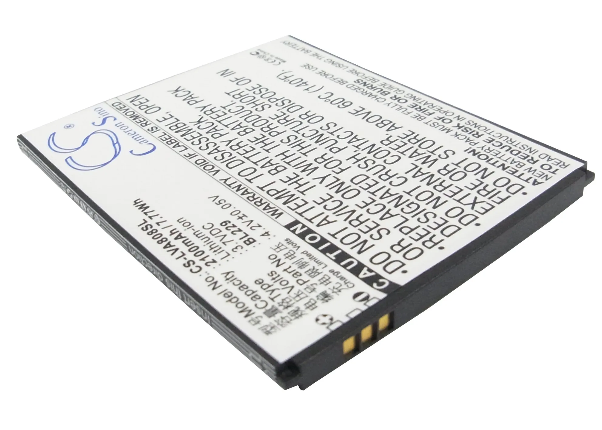 Аккумулятор CS-LVA808SL BL229 для Lenovo A806/A806T/A8 3.7V / 2100mAh 7.77Wh (CameronSino) |