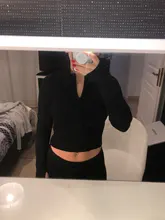 Aproms-suéter de punto con cremallera para mujer, Jersey CORTO BÁSICO liso con cuello alto y cremallera frontal, ropa de moda para primavera e invierno, Top 2021