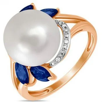 

Lucas gold ring with pearls, sapphires and diamonds in red gold
