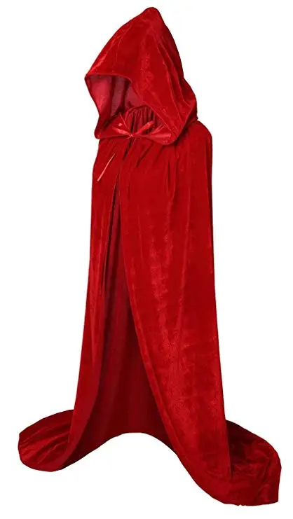 Женский Мужской плащ бархатная накидка с капюшоном накидка для Маскарадного костюма рождественское праздничное платье худи накидка для Хэллоуина вечерние накидки с капюшоном - Цвет: Красный