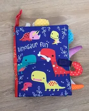 Libro de tela suave con diseño de dinosaurio y cola de Animal para niños, libro de actividades silencioso para aprendizaje, juguetes educativos para edades tempranas de 0 a 12 meses