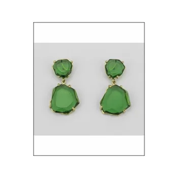 

Silver earrings Plated Lifelike Stone Emerald Color LARRÉ SILVER