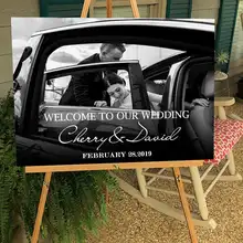 Персонализированные приветственные знаки на заказ фото Добро пожаловать доска холст для печати свадебные приветственные знаки Добро пожаловать на наши свадебные знаки