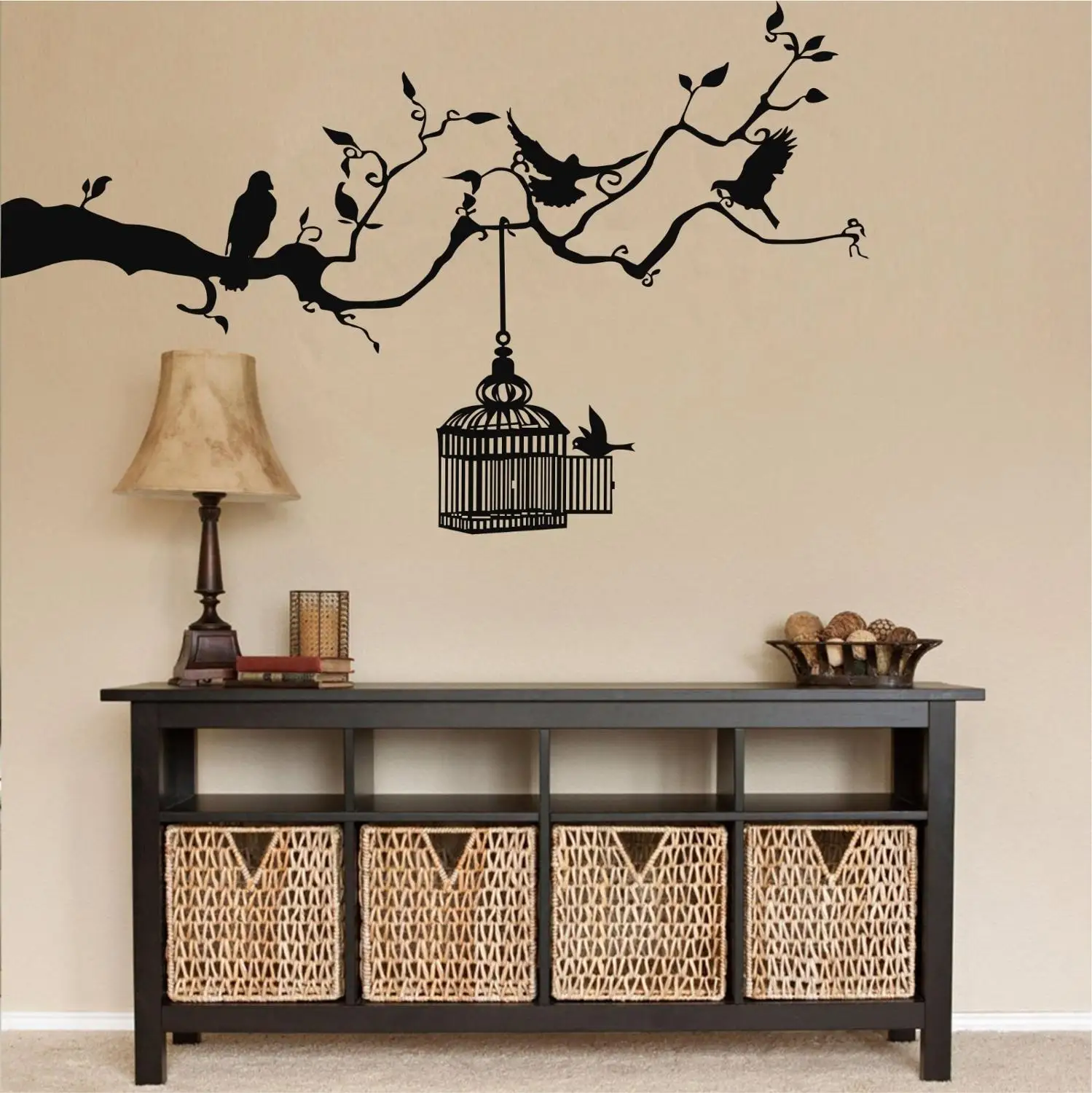 

Metal Wall Art, Free Birds, Metal Birds and Cage Art, Metal Wall Decor, Birds on Branch, Birds Art, Tree Art