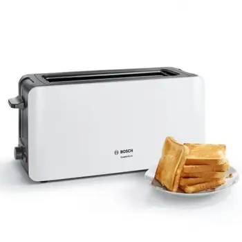 

BREAD TOASTER BOSCH COMFORTLINE TAT6A001 WHITE-1090W-SLOT EXTRA WIDE-ELECTRONIC SENSOR-FUNCTION DEFROST