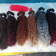 Mechones de pelo ondulado rizado natural, extensiones de cabello sintético con cierre, pelo rubio degradado, fibra de 20 pulgadas, envío gratis