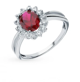 

Silver ring with cubic zirconia and Garnet sunlight sample 925
