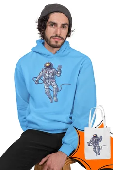 

Angemiel Wear Giving the Nod Astronaut Blue Men 'S Hooded Sweatshirt Bags Kombin