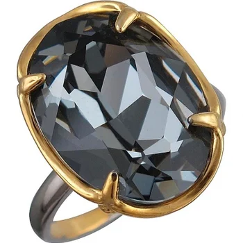 

Esthete ring with 1 Swarovski crystal in black silver with gilding