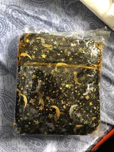 Bolsa de gasa de 50 Uds., bolsas negras de estrellas y luna de 9*12cm, paquete de organza de diseño especial, regalo de boda bronceado, paquete de joyería de dulces