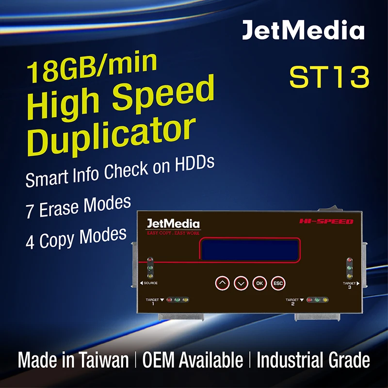 JetMedia ST13 HDD/SSD Дубликатор высокоскоростной SATA/ mSATA/ IDE/ NGFF/ CF автономный копир |