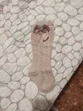 Calcetines con lazo para niñas recién nacidas, medias antideslizantes de algodón de felpa, hasta la rodilla