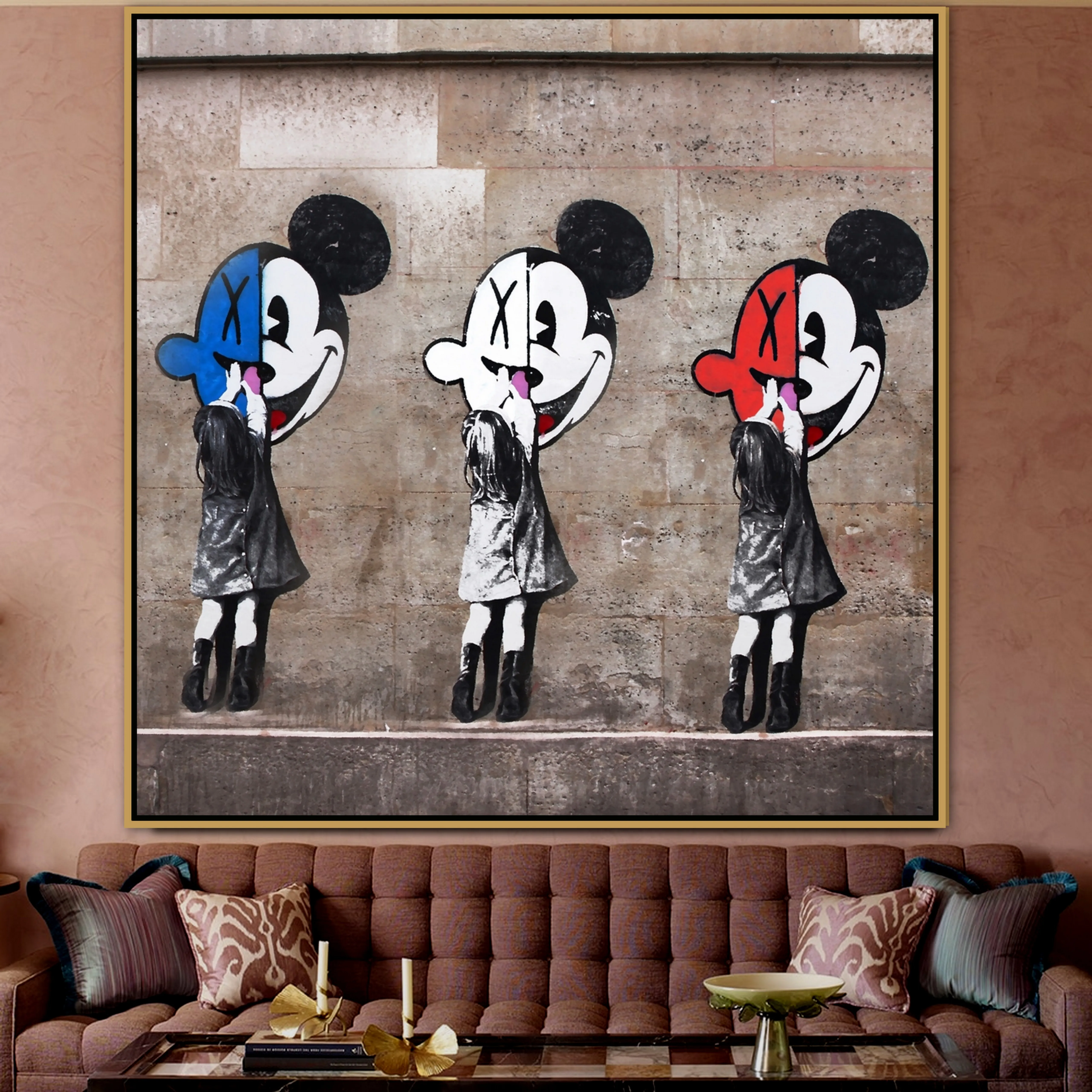 

Half Mickey Mouse Urban Street Art Graffiti Wall Art Poster Wall Photo Pictures Wall Art Home Wall Decor Painting Canvas Print