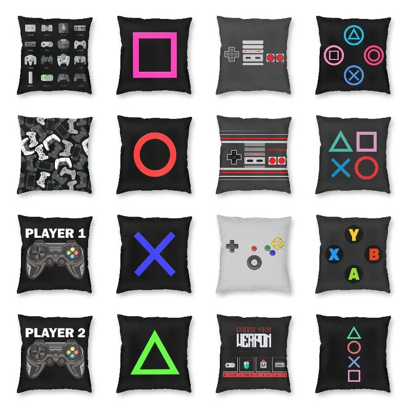 

Video Gamepads Cushion Cover Home Decor Square Geek Gaming Controller Throw Pillow Case Game Player Joystick Pillowcase for Sofa