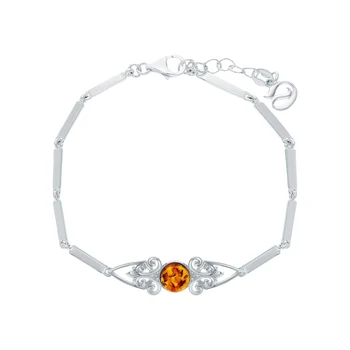 

Silver Bracelet with amber sunlight sample 925