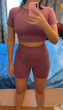 Mallas sin costuras para mujer, conjunto de Yoga, ropa deportiva para gimnasio, chándal para mujer, conjunto de entrenamiento, Top corto deportivo