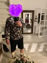 Camisas ajustadas con estampado de flores para hombre, camisa Floral de manga larga, Tops informales de talla grande, camisetas vacacionales 2020