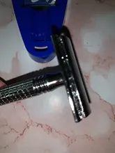 Maquinilla de afeitar con mango de acero y Metal para hombre, afeitadora de seguridad con doble filo, con paquete de viaje, 1 hoja