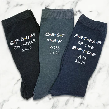 

Personalized name and date Groom/Father of the Bride/Groomsmen wedding socks, Custom novelty funny socks for the wedding party