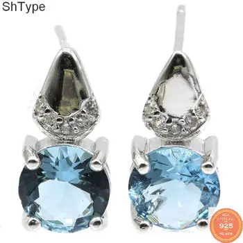 

14x7mm 2020 New Designed Created 2.0g London Blue Topaz CZ Present Real 3.4g 925 Solid Sterling Silver Earrin