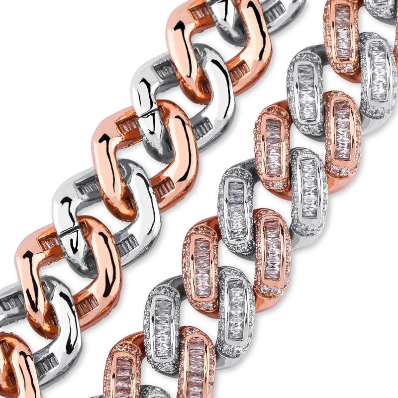 TOPGRILLZ Miami Big Box Clasp 14mm Cuban Bracelet 7.5-9.5 Inch Iced Out Prong Setting Square zircon Hip Hop Jewelry For Men