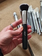 Conjunto de negras brochas maquillaje BEILI, brochas profesionales de pelo Natural de cabra, brochas para base de maquillaje en polvo, brochas para mezclar ojos y maquillaje