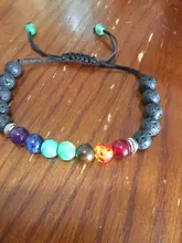 Pulsera clásica de 8mm con cuentas de piedra de Lava para hombre y mujer, cadena de 7 colores, cuerda tejida, Yoga, amistad, joyería ajustable