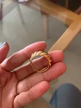 Anillos Croissant trenzados para mujer, sortija trenzada, anillo de cúpula gruesa, banda de apilamiento, joyería, anillo llamativo, accesorios de fiesta