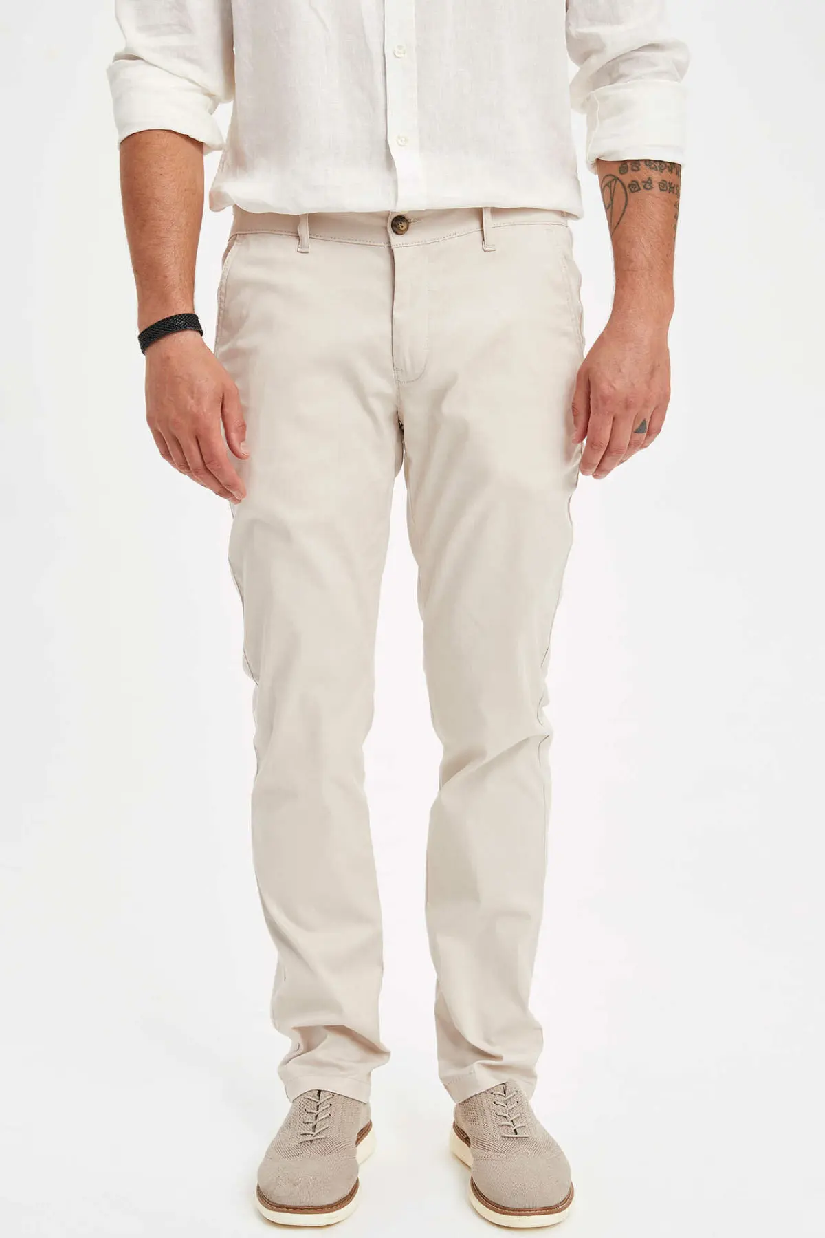

DeFacto Brand Fashion Formal Trousers Casual Solid Straight Loose Pants For Men's High Quality Long Pants White - L5074AZ19SM