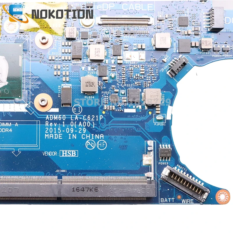 low cost NOKOTION CN-0T78NH 0T78NH T78NH ADM60 LA-C621P For Dell Latitude E5270 Laptop Motherboard SR2F1 I7-