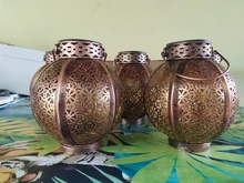 Solar-Lanterns Garden-Lights-Decor Fence Handle Hanging Tree Patio Bronze Retro Hollow