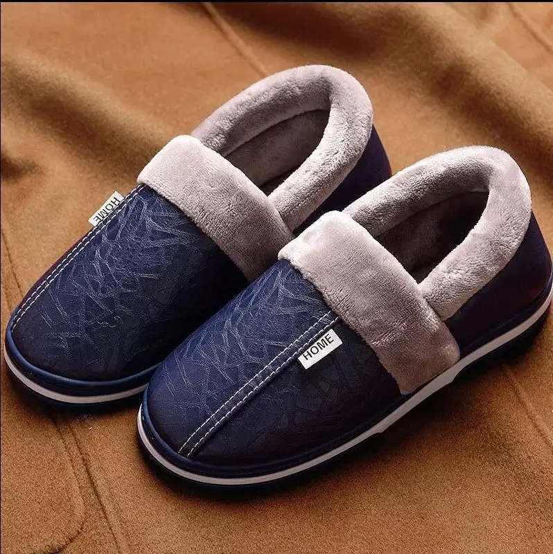 Zapatillas de casa de espuma viscoelástica para hombre, pantuflas de  invierno con piel para adultos, talla 45 49|Zapatillas| - AliExpress