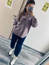 KPYTOMOA-blusas holgadas asimétricas de manga larga para mujer, camisas de pana con bolsillos de gran tamaño a la moda, Tops Chic para mujer 2020